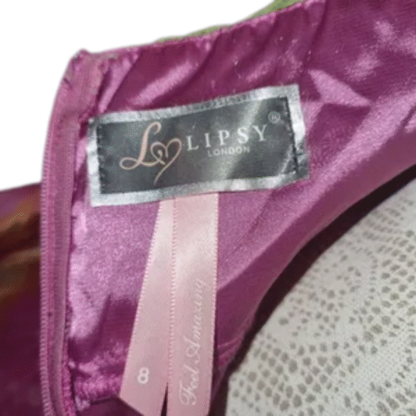 Lipsy London original label inside silk dress – size 8