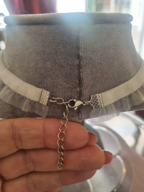 White Velvet Choker Necklace Back