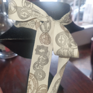 vintage ribbon necklace with Eiffel watch pendant and crystal beads