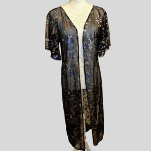 black mesh handmade overcoat
