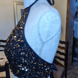 rosegold sequin black halterneck top