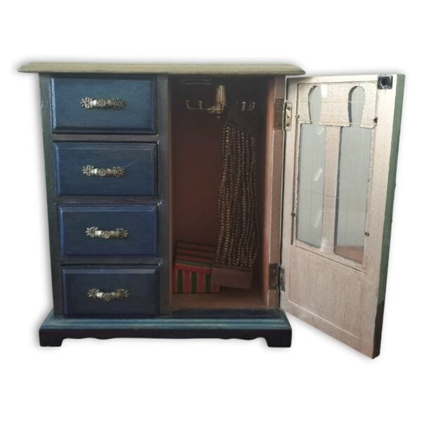 Hand Painted Jewellery Cabinet Unique Mini Drawer Organizer Open