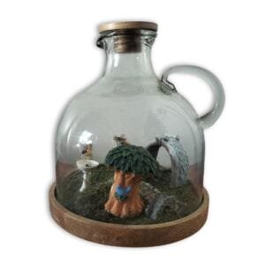 Premium Glass Bottle Terrarium with Fairy Garden Scene