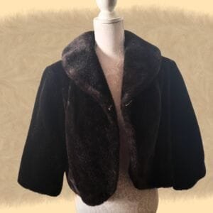 Vintage Faux Fur Jacket Cropped Dark Brown Winter Coat