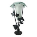 Vintage Frosted Glass Lamp Leaf Stand Collectible