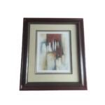 modern abstract framed wall art 69x79cm brown cream grey design