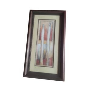 tall framed abstract art set 2x 60x105cm human figure paintings in dark wood frame