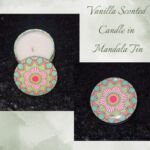 Vanilla Scented Candle in Mandala Tin - Green and Pink