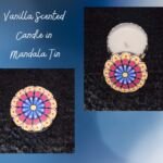 Vanilla Scented Candle in Mandala Tin - Blue, Red and Gold