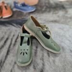 genuine leather babydoll school shoes olive green