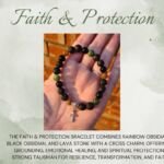 Faith and Protection - Rainbow Obsidian, Black Obsidian and Lava Stone Bracelet