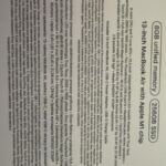 Apple MacBook Air M1 8GB 256GB specifications label